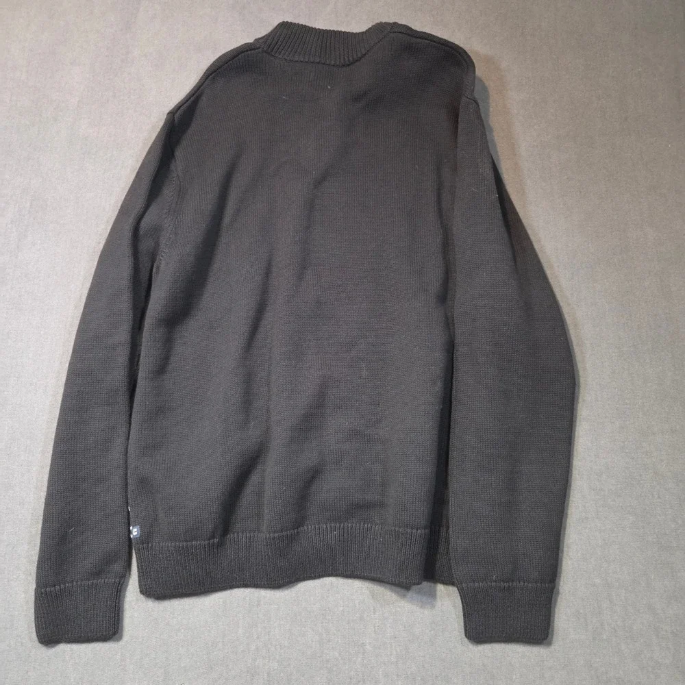 Chaps Quarter Zip Sweater Mens XL Black Fair Isle Snowflake Cotton Knit